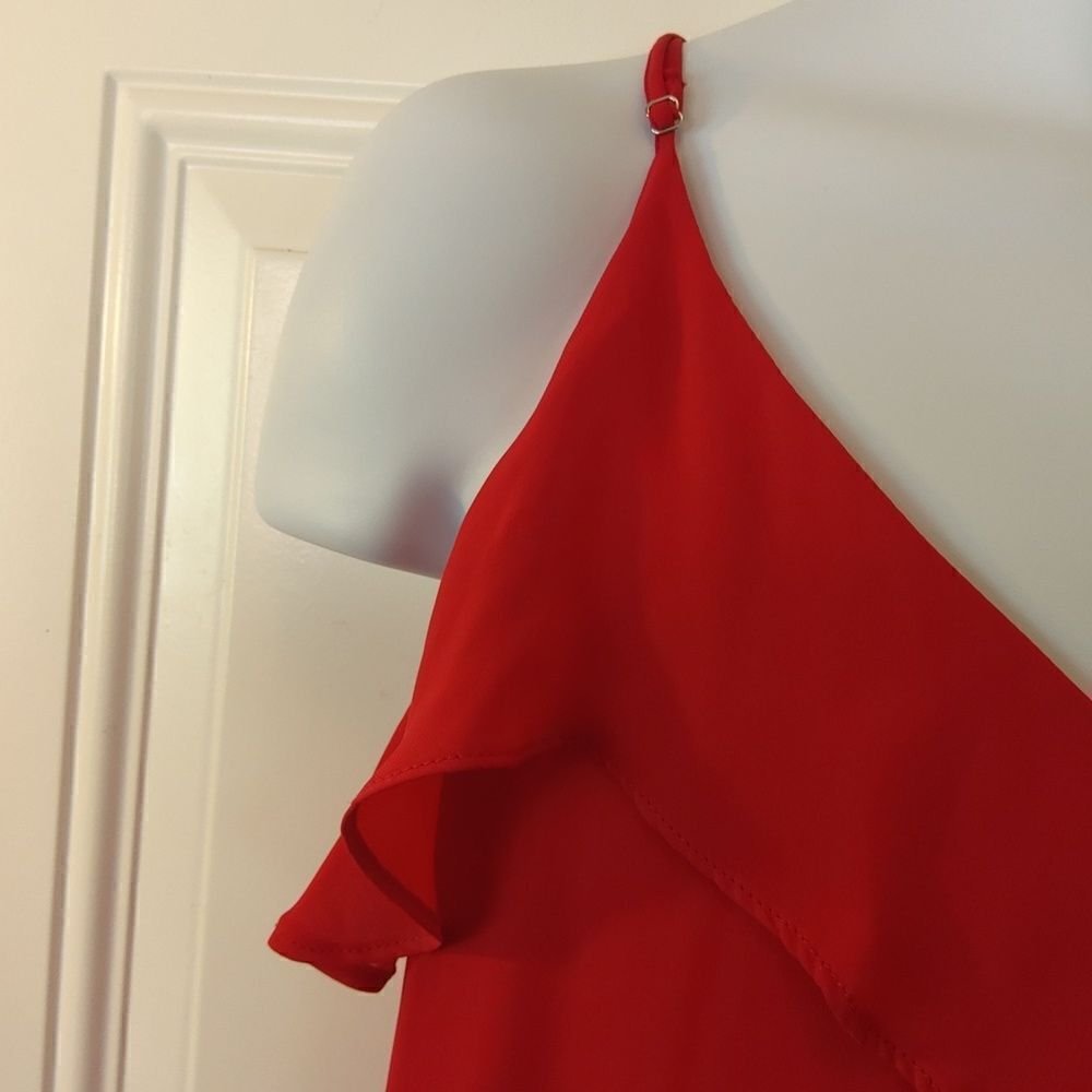 Taylor red fully lined adjustable spaghetti strap… - image 6